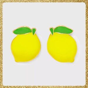 🍋 Cute Lemon Enameled Stud Earrings by "a new day" NWT